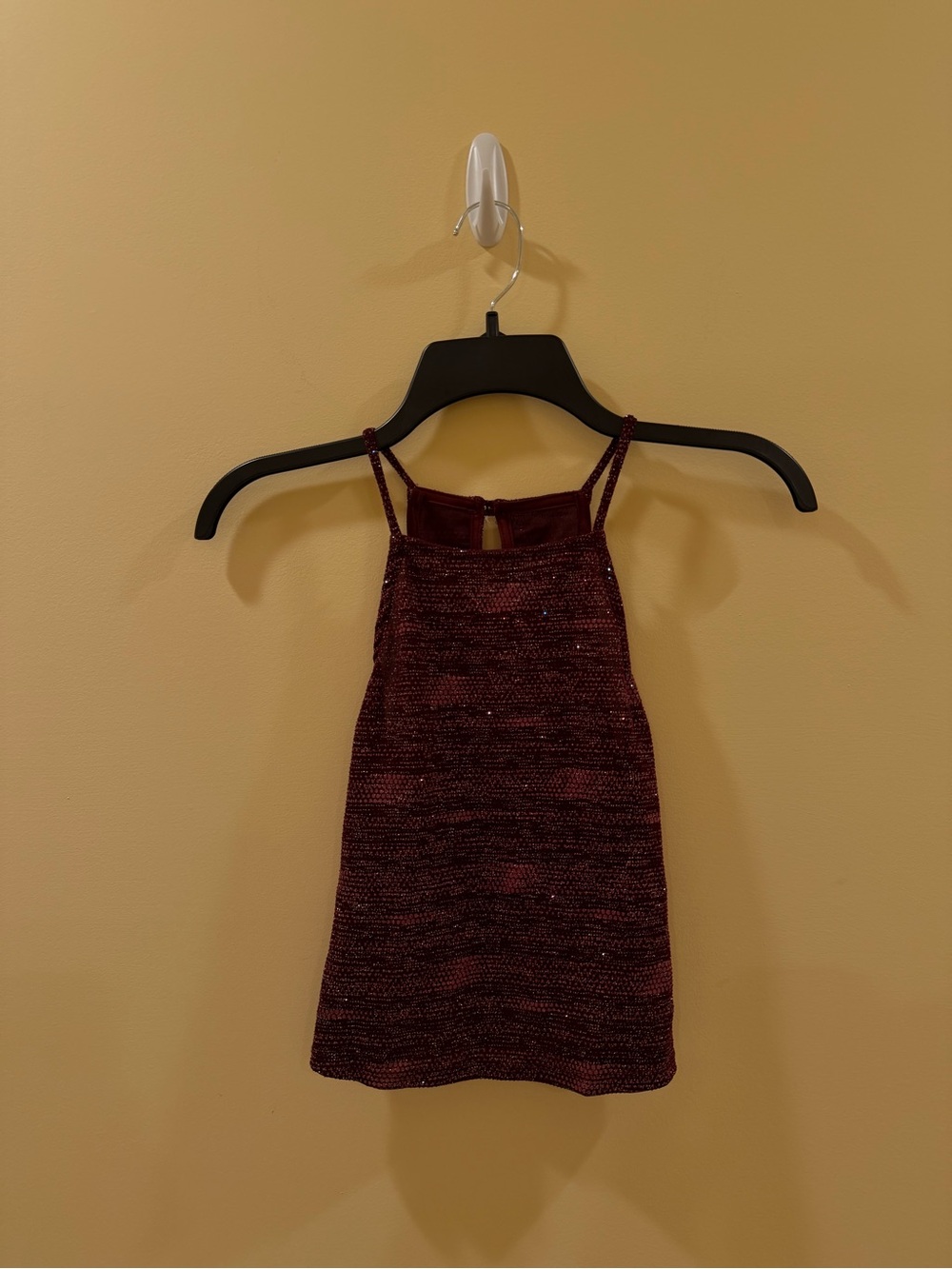 Haute Monde Burgundy Sparkle Halter Cami